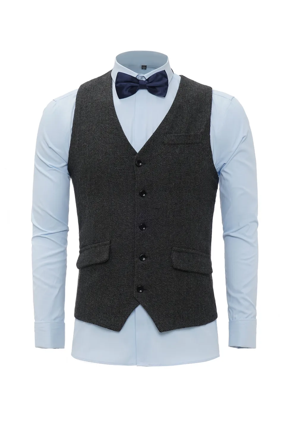 Xaile Preto Lapela Colete Masculino com 6 Peças Acessórios set