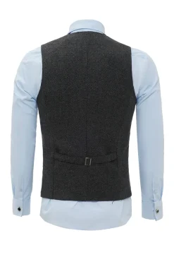 Xaile Preto Lapela Colete Masculino com 6 Peças Acessórios set