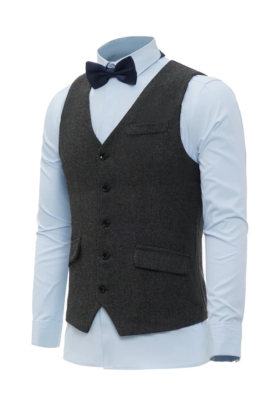 Xaile Preto Lapela Colete Masculino com 6 Peças Acessórios set