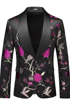 Xaile roxo lapela Jacquard 3 peças homens ternos de baile
