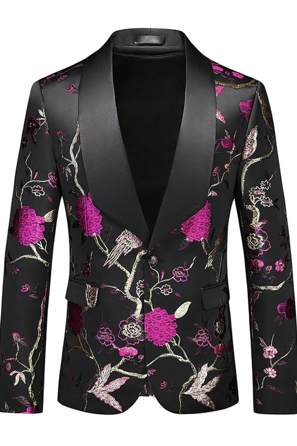 Xaile roxo lapela Jacquard 3 peças homens ternos de baile