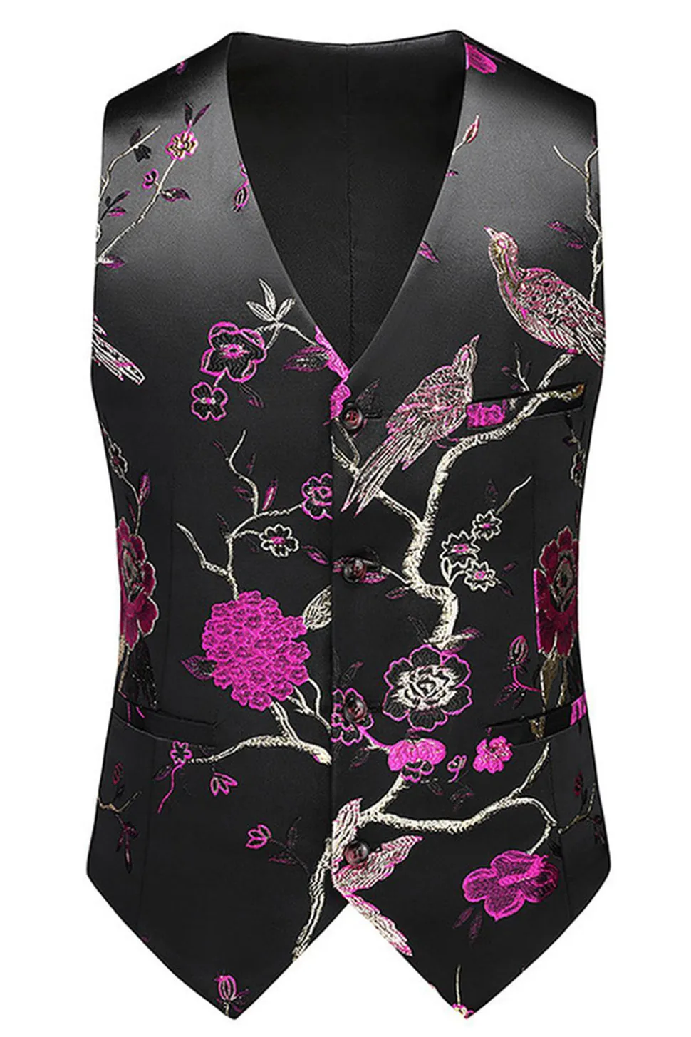 Xaile roxo lapela Jacquard 3 peças homens ternos de baile