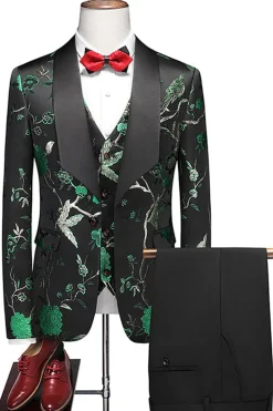 Xaile roxo lapela Jacquard 3 peças homens ternos de baile
