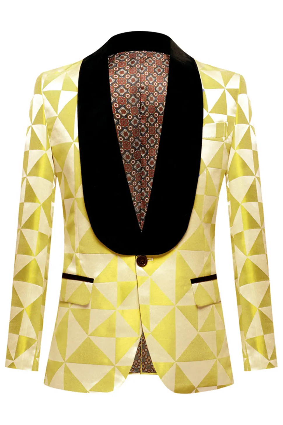 Xale Amarelo Lapela 2 Peças Geometrical Ternos Masculinos