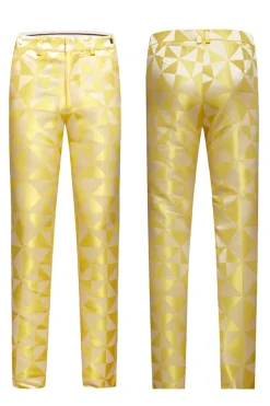 Xale Amarelo Lapela 2 Peças Geometrical Ternos Masculinos