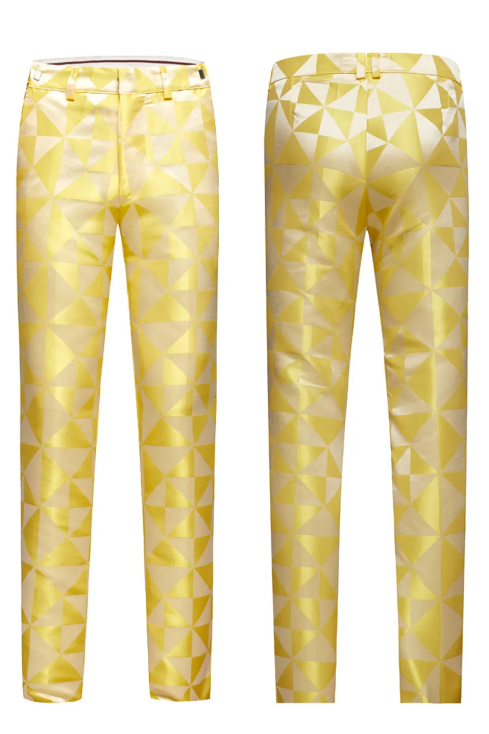 Xale Amarelo Lapela 2 Peças Geometrical Ternos Masculinos