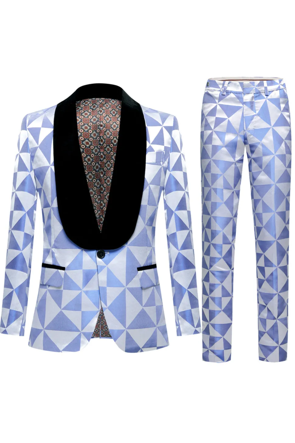 Xale Amarelo Lapela 2 Peças Geometrical Ternos Masculinos