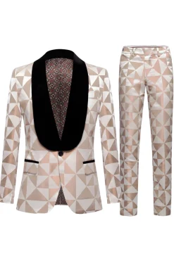 Xale Amarelo Lapela 2 Peças Geometrical Ternos Masculinos