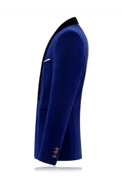 Xale Azul Masculino Lapela Um Botão Prom Blazer