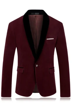 Xale Azul Masculino Lapela Um Botão Prom Blazer