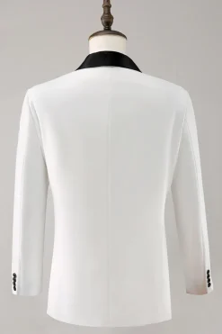 Xale Branco Lapela 3 Peça Um Botão Masculino Prom Suits