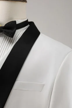 Xale Branco Lapela 3 Peça Um Botão Masculino Prom Suits