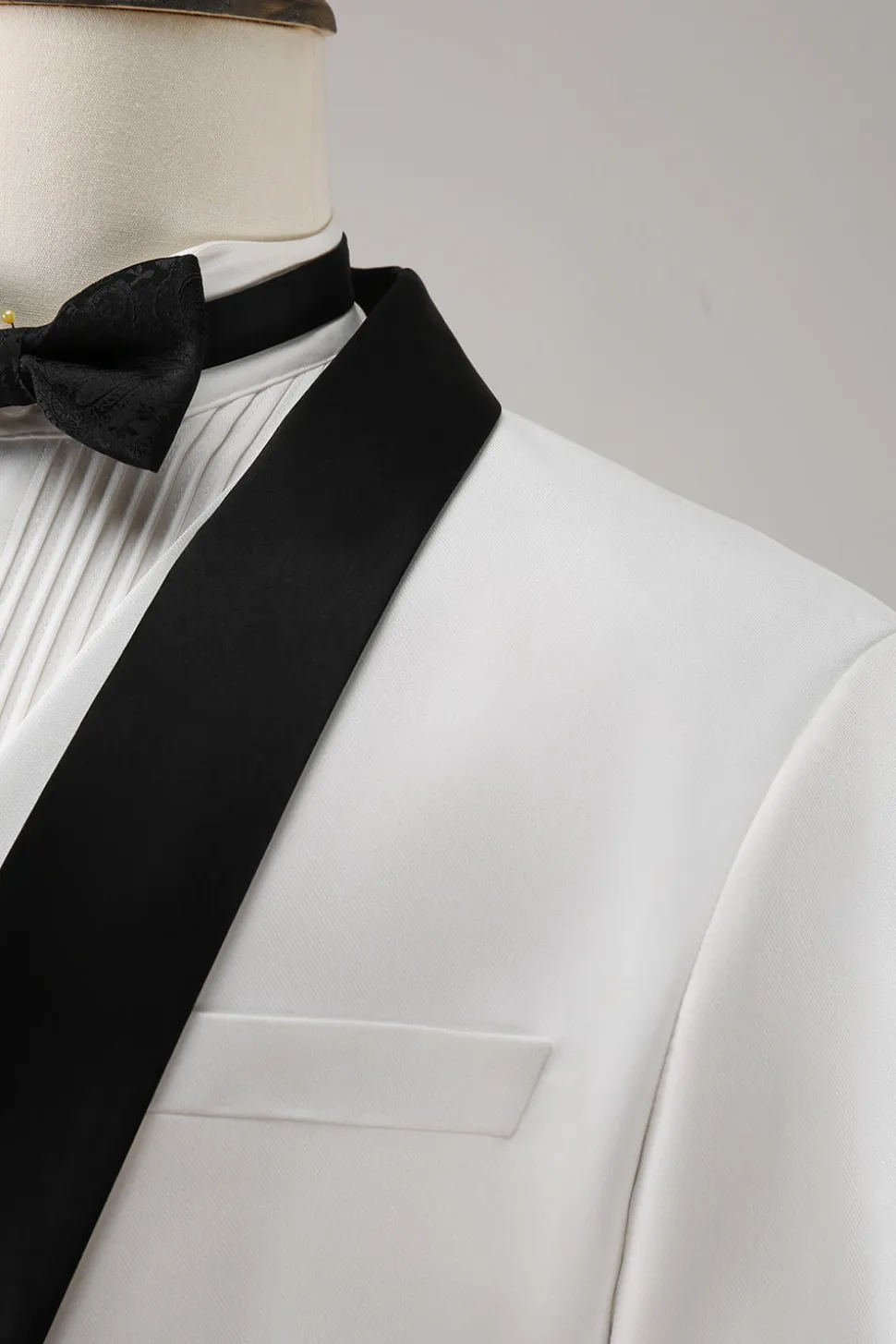 Xale Branco Lapela 3 Peça Um Botão Masculino Prom Suits