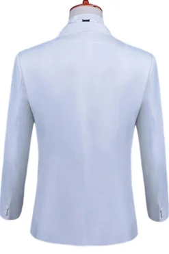 Xale Branco Lapela Slim Fit 2 Peças Terno de Baile de Formatura Masculino com Missangas