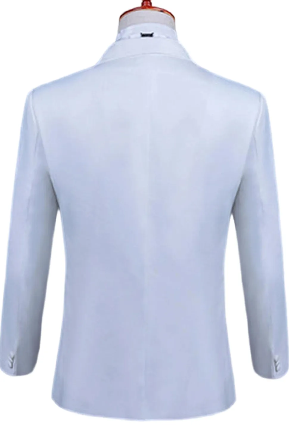 Xale Branco Lapela Slim Fit 2 Peças Terno de Baile de Formatura Masculino com Missangas