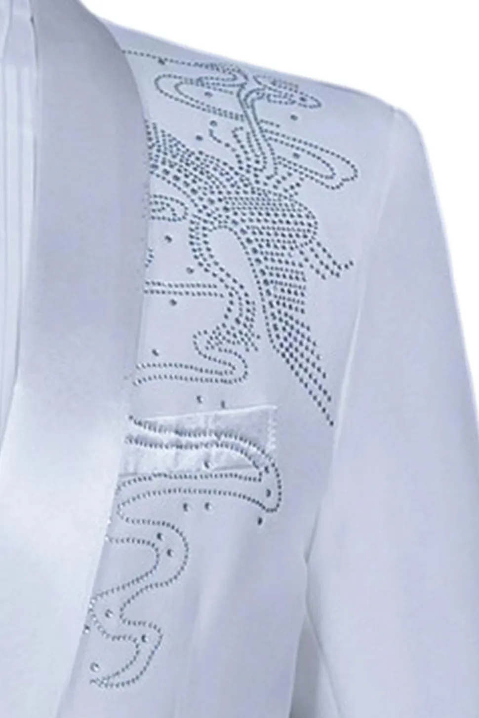 Xale Branco Lapela Slim Fit 2 Peças Terno de Baile de Formatura Masculino com Missangas