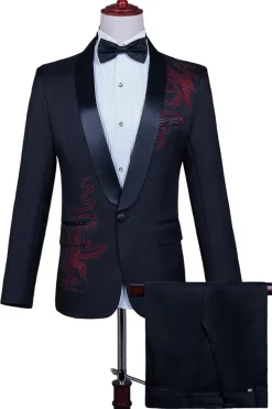 Xale Branco Lapela Slim Fit 2 Peças Terno de Baile de Formatura Masculino com Missangas