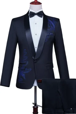 Xale Branco Lapela Slim Fit 2 Peças Terno de Baile de Formatura Masculino com Missangas