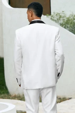 Xale Branco Lapela Um Botão 3 Peças Homens Prom Ternos