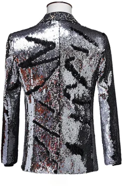 Xale Brilhante Lapela Roxo E Azul Masculino Prom Blazer Com Sequins