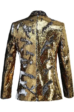 Xale Brilhante Lapela Roxo E Azul Masculino Prom Blazer Com Sequins