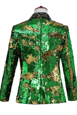 Xale Brilhante Lapela Roxo E Azul Masculino Prom Blazer Com Sequins