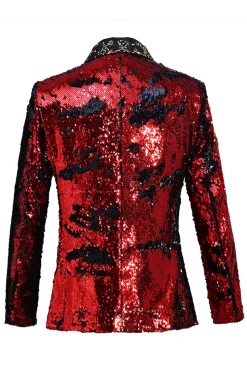 Xale Brilhante Lapela Roxo E Azul Masculino Prom Blazer Com Sequins