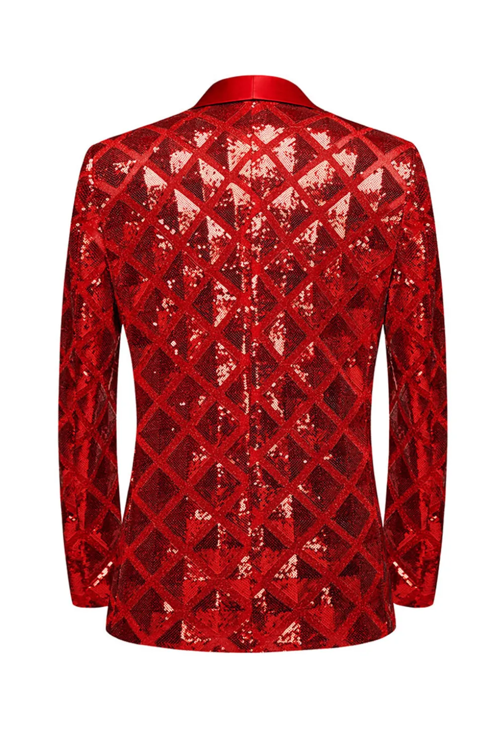 Xale Lapela Um Botão Red Sequins Masculino Prom Blazer