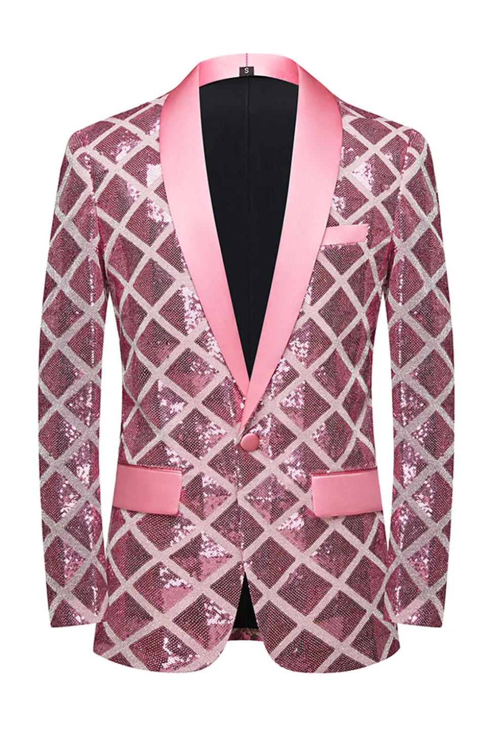 Xale Lapela Um Botão Red Sequins Masculino Prom Blazer