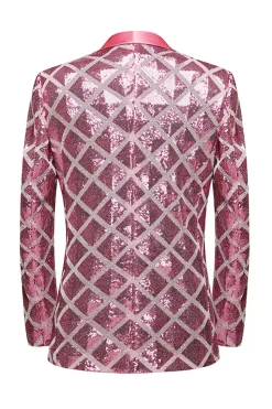 Xale Lapela Um Botão Red Sequins Masculino Prom Blazer