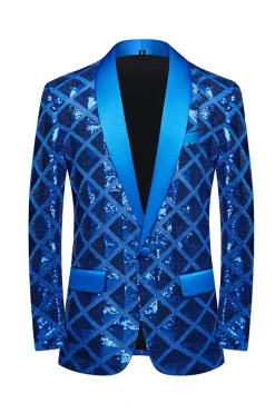 Xale Lapela Um Botão Red Sequins Masculino Prom Blazer