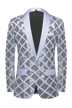 Xale Lapela Um Botão Red Sequins Masculino Prom Blazer
