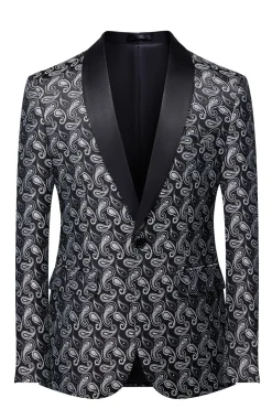 Xale Preto Lapela Estampa Blazer Masculino