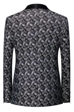 Xale Preto Lapela Estampa Blazer Masculino