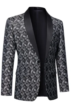 Xale Preto Lapela Estampa Blazer Masculino