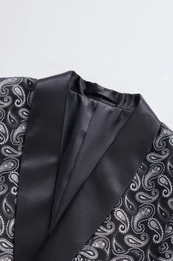Xale Preto Lapela Estampa Blazer Masculino