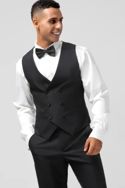 Xale Preto Lapela 3-Peças Slim Fit Ternos Masculinos