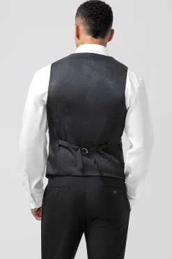 Xale Preto Lapela 3-Peças Slim Fit Ternos Masculinos
