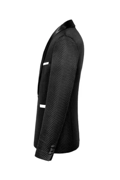 Xale Preto Lapela Stripe Blazer Masculino