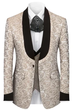Xale Preto Lapela Um Botão 3-Piece Homens Ternos