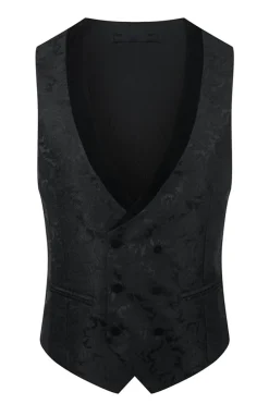 Xale Preto Lapela Um Botão 3-Piece Homens Ternos