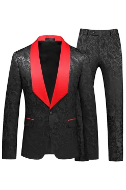 Xale Preto Lapela Um Botão 2 Peças Homens Prom Suits