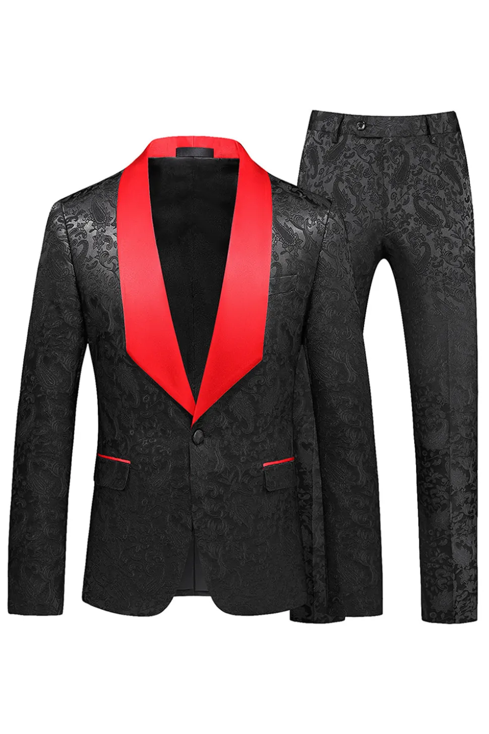 Xale Preto Lapela Um Botão 2 Peças Homens Prom Suits