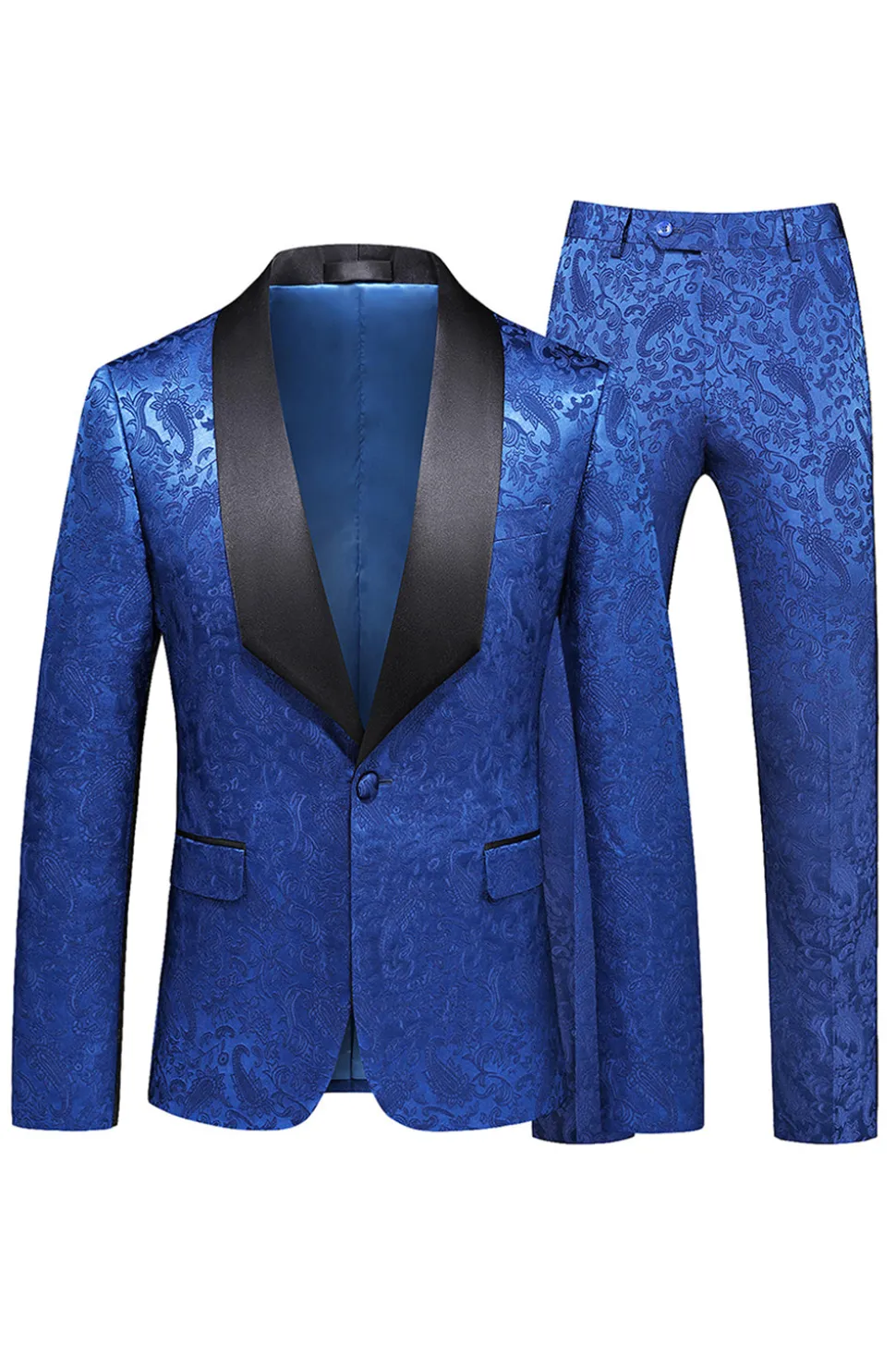 Xale Preto Lapela Um Botão 2 Peças Homens Prom Suits