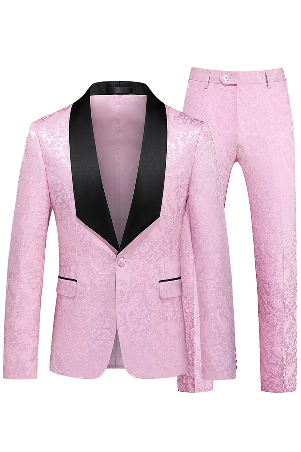 Xale Preto Lapela Um Botão 2 Peças Homens Prom Suits
