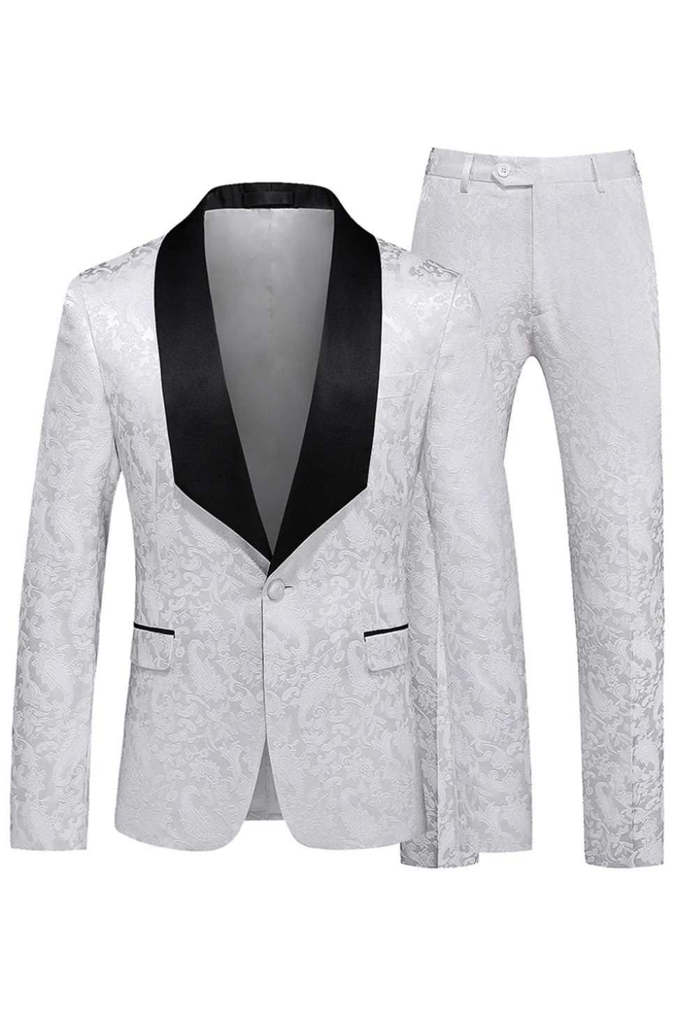Xale Preto Lapela Um Botão 2 Peças Homens Prom Suits