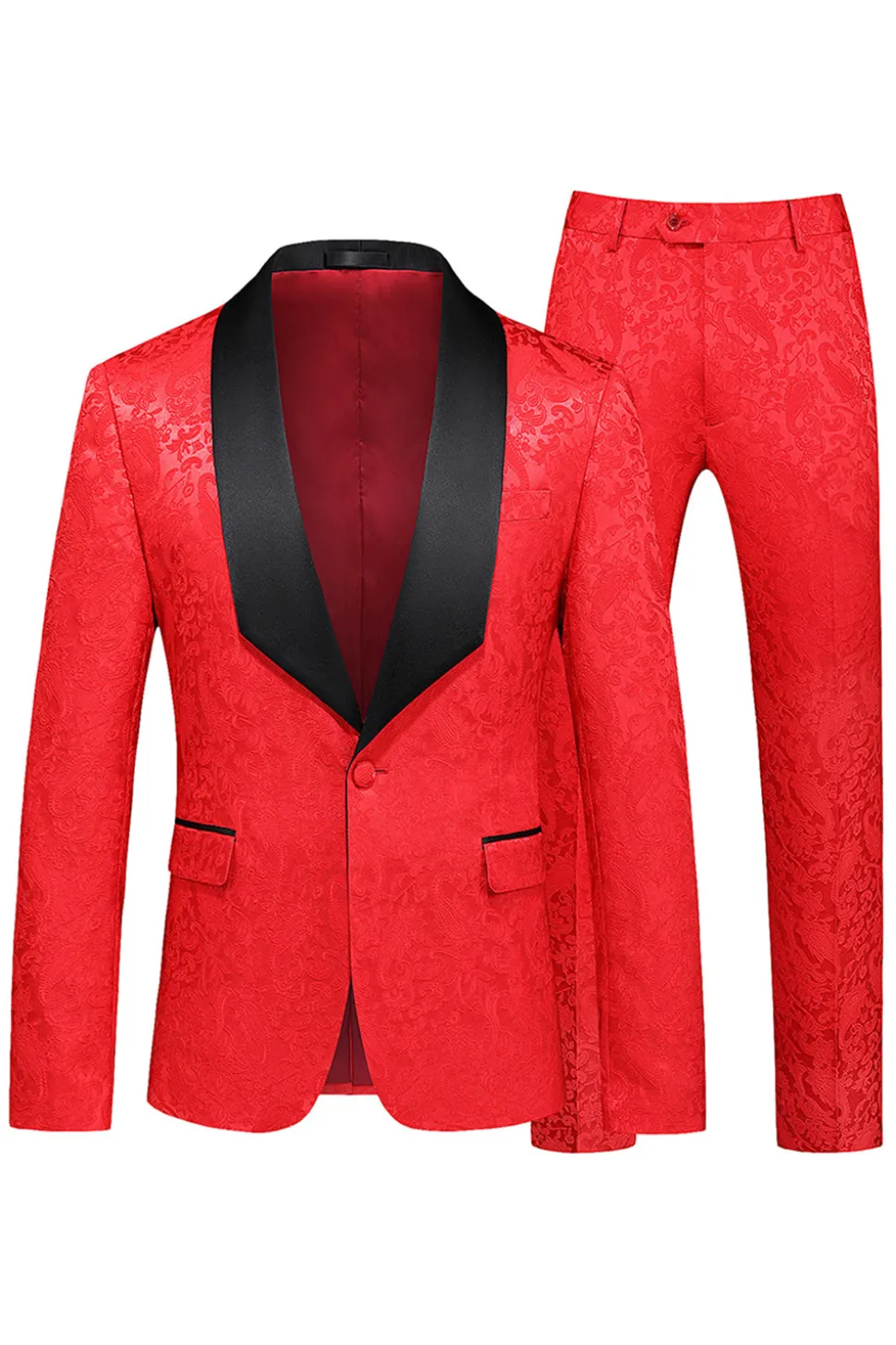 Xale Preto Lapela Um Botão 2 Peças Homens Prom Suits