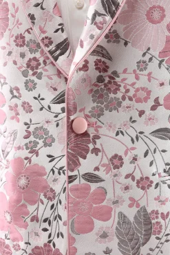 Xale Rosa Lapela Jacquard Um Botão Blazer Masculino Prom