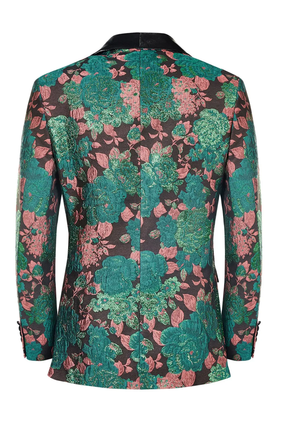 Xale Verde Lapela Jacquard Padrão Floral Masculino Homecoming Suit Jacket Blazer
