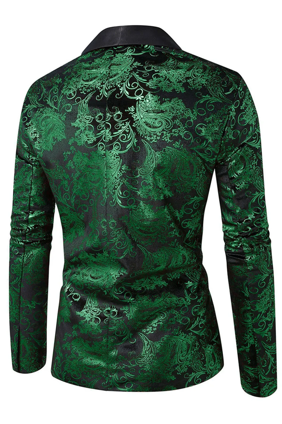 Xale Verde Lapela Um Botão Jacquard Blazer Masculino Prom